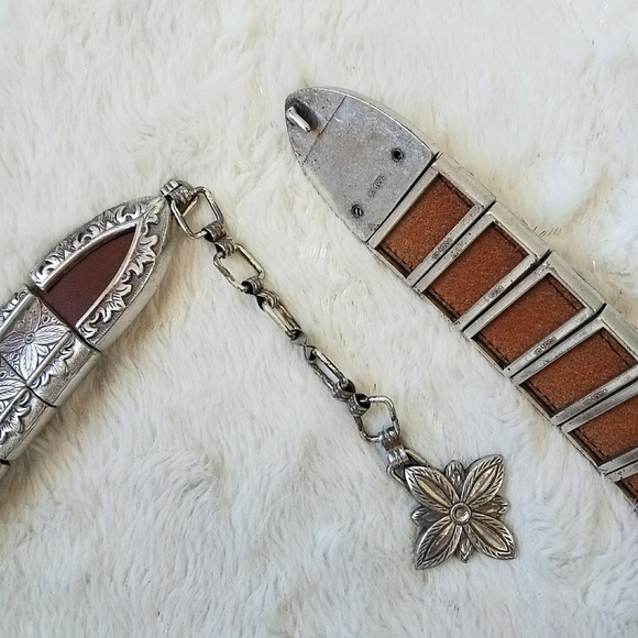 Brighton Vintage 1994 Leather Western Metal Link Chain Belt main image 6